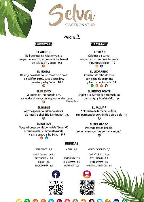 Menu 2 at Selva Gastronatur in Alicante