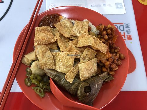 Kway teow + assorted fried stuff at Uncle Chay Vegetarian 素先生 in West Singapore