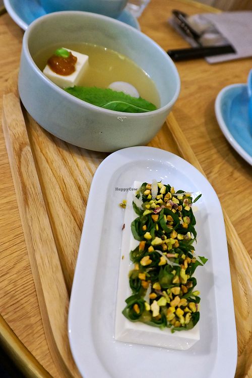 Tofu w/shiso + Miso soup at Graines du Jour in Paris