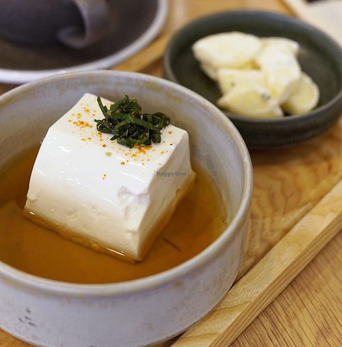 Tofu as appetizer (vegan) at Graines du Jour in Paris