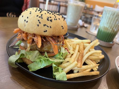 Carrots burger  at Carrots The Vegan Kitchen in Bangkok