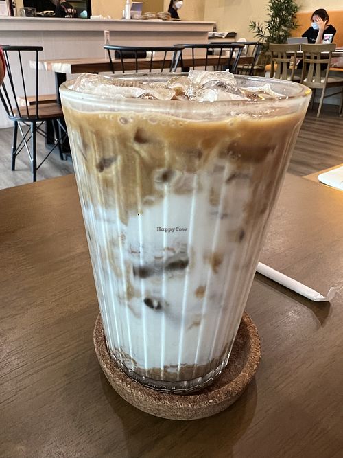 Iced latte  at Carrots The Vegan Kitchen in Bangkok