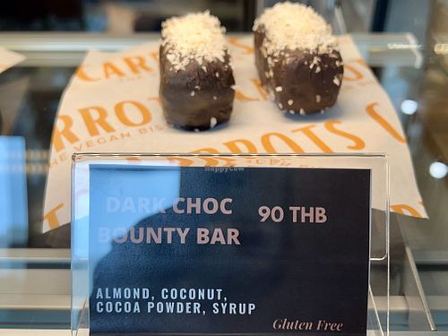 Dark choc bounty bar  at Carrots The Vegan Kitchen in Bangkok