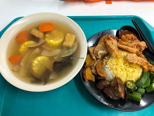 Rice and old cucumber soup at Pure Heart 清心素食 in Central Singapore