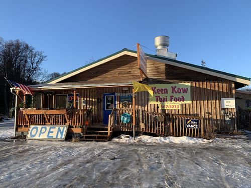 Ice parking lot at Keen Kow Thai Food in Ninilchik