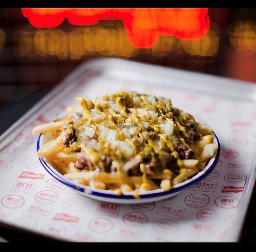 Black bean chili 'cheeze' fries. at MEATliquor in Croydon