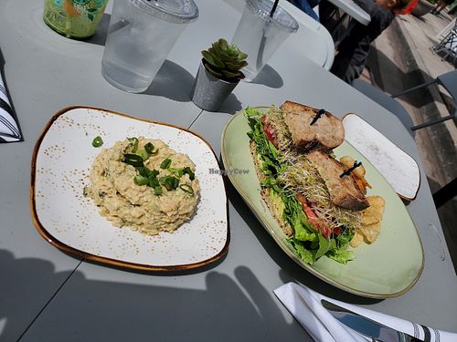 Veggie Sandwich  with Chickpea Side Salad at El Avocado in La Jolla