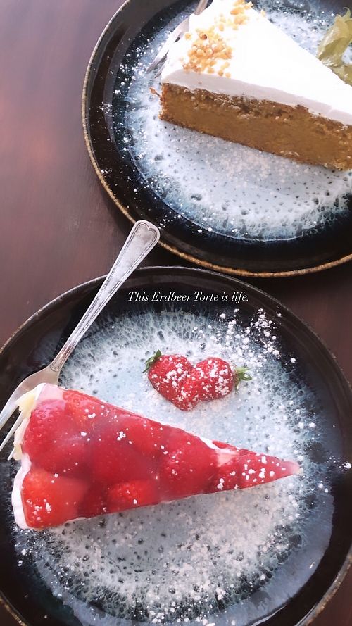 Carrot cake and strawberry shortcake at Mono Cafe in Munich