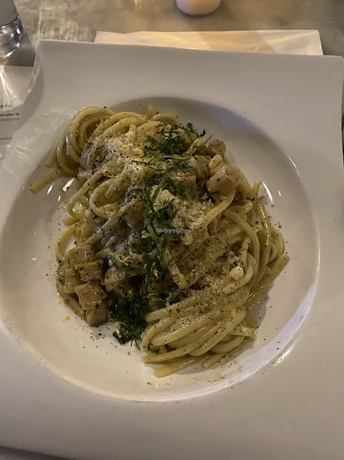 Vegan scallops   at Willow Vegan Bistro in New York City