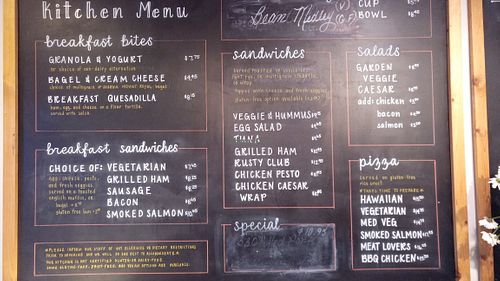 Many GF options. Many things can be veganised as the kitchen is their. 
Some vegan treats they sold out waiting to be brought I was told at Rusticana Coffee in Mill Bay