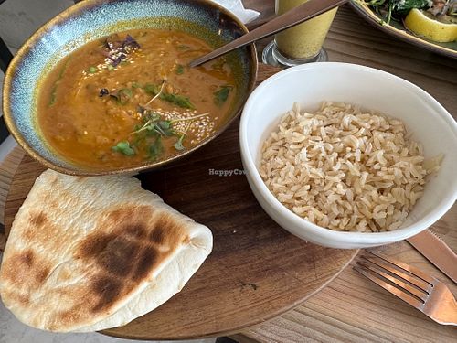Pumpkin dahl & naan at The Conscious Kitchen - Kloof St in Cape Town