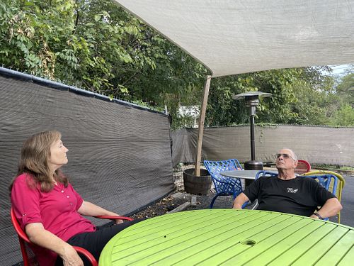 Very casual outdoor seating    at Screaming Vegan in Roanoke