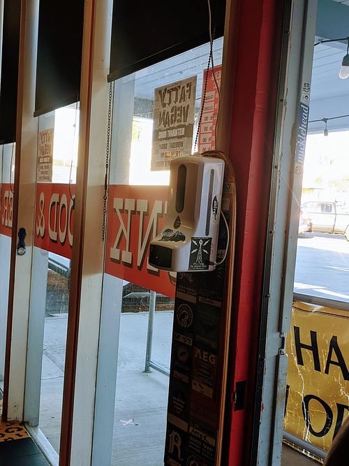 Hand sanitizer. at Fatty Vegan in Ventura