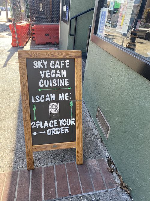 Outdoor Signage For Vegan Eats  at Sky Cafe in South San Francisco