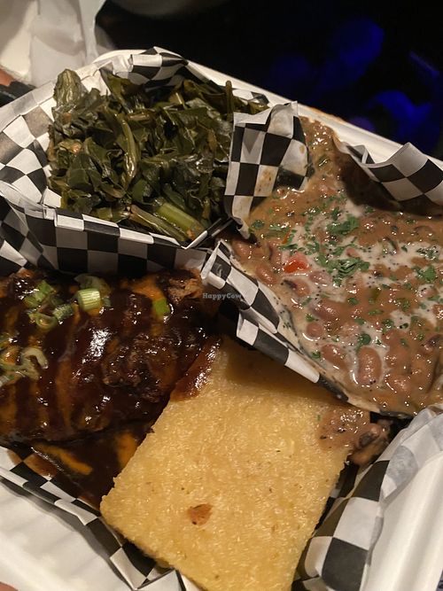 BBQ soul plate- amazing  at Crystals Soul Cafe in Los Angeles