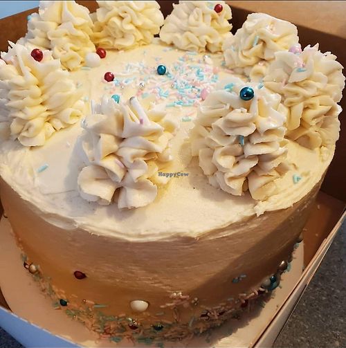 Baby Reveal cake for my husbands bday! at Viva Las Vegan in New Orleans