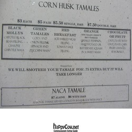 Menu as of November 2011 at Radical Eats in Houston