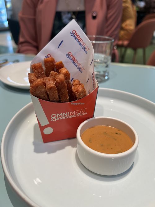 Luncheon meat $8 delicious but very expensive  #Veganuary at Green Common 绿客门 in Central Singapore