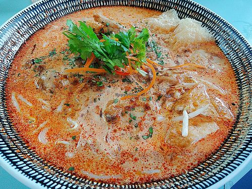 Heura Chicken Laksa. Probably the best in Spore.  at Green Common 绿客门 in Central Singapore