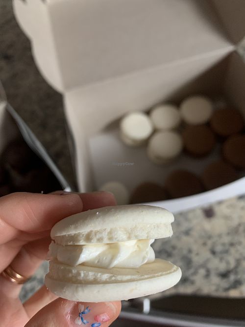 Vanilla macaron  at Level V Bakery in Vancouver