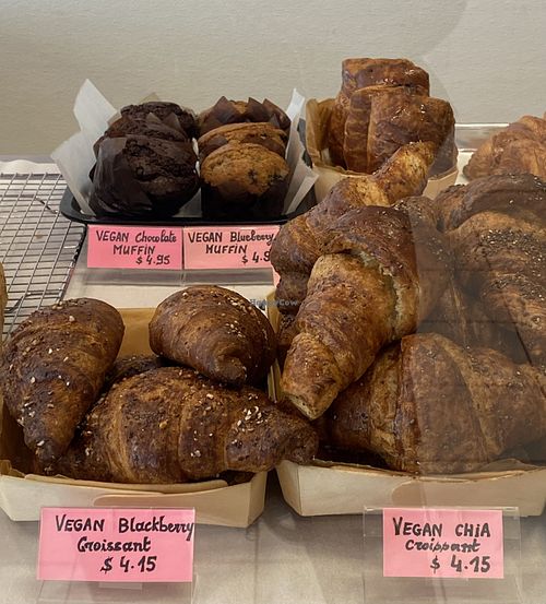 Vegan muffins and croissants   at FrenchiFornia in Pasadena