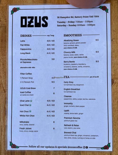  at Ozus Coffee in Battery Point