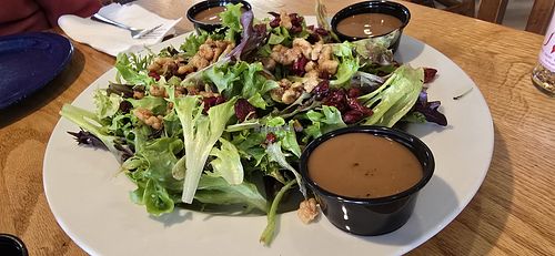 Vegan cranberry - walnut salad (minus feta) with dressing on the side at Beau Jo's in Arvada