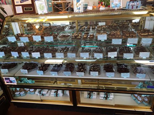 one of a few of the chocolate cases at Divine Treasures in Manchester