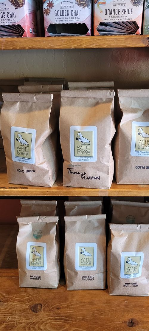 House roasted coffee selections at White Dove Coffee in Flagstaff