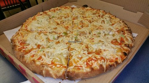 Buffalo Pizza...best pizza I've ever eaten! at Vegan Korner in Grand Terrace