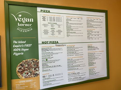 Menu inside restaurant   at Vegan Korner in Grand Terrace