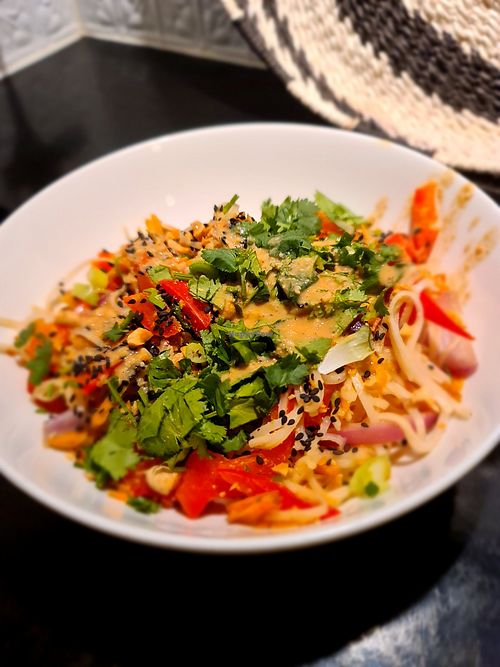 Warm noodle salad #Veganuary at VegMeUp in West Footscray