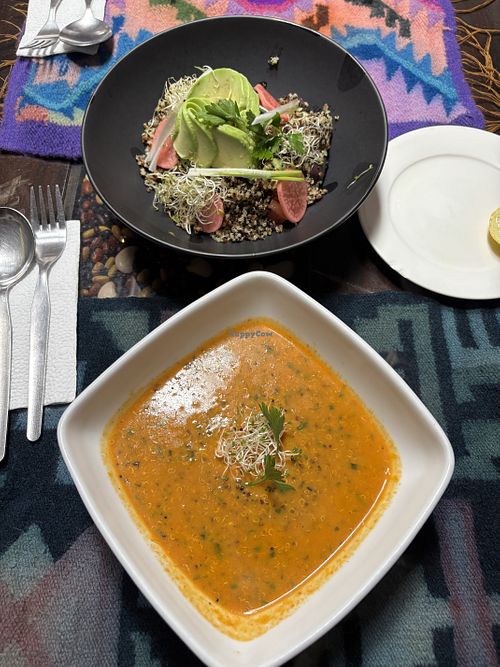 Quinoa bowl and fave bean quinoa soup   at La Ruta del Sabor in Pisac