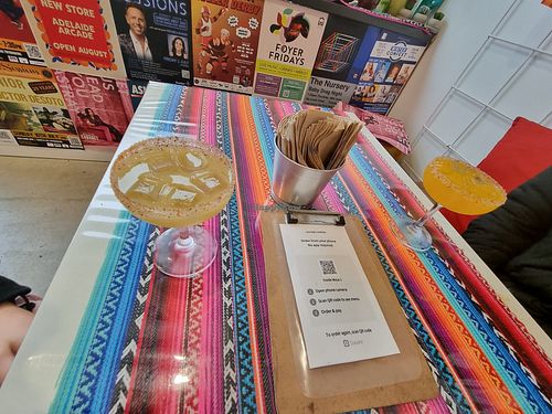 Virgin Lime Margarita (left) Mango Margarita (right) at Cocina Comida in Adelaide