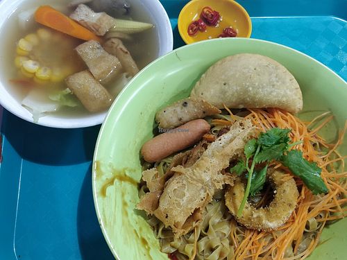 Dry mee pok with additional soup at House of Vegetarian Soup - 素汤之家 - Food Stall in West Singapore