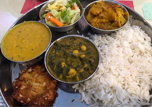 Absolutely delicious vegan sampler. at Ayurveda Cafe in New York City