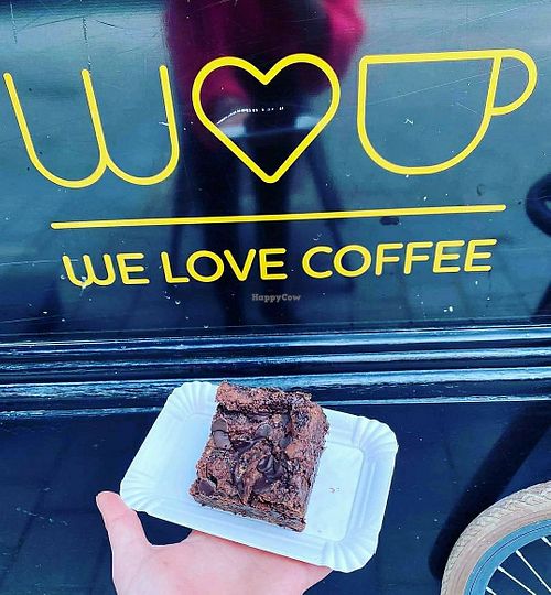Vegan fudge brownie yum! at We Love Coffee in Leuven