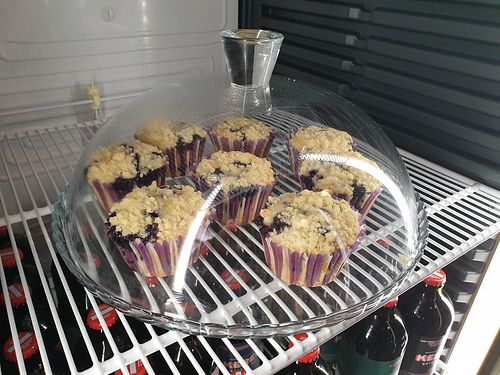 Vegan blueberry muffins with yummy crumble on top at We Love Coffee in Leuven