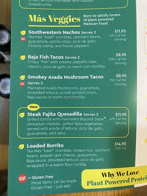 Más Veggies Menu  at Más Veggies Taqueria in Torrance
