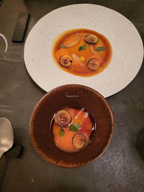 Panna cotta (almond based for vegan option), kumquat and citrus at Altatto in Milan