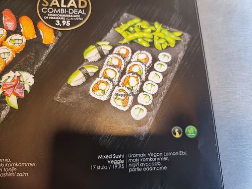 This option was labelled as 'vegan' on the menu on counter, but vegetarian on website? at SushiPoint in Tilburg