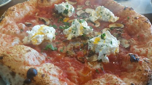 Funghi pizza (vg) at Up North Pizza Co in South Shields