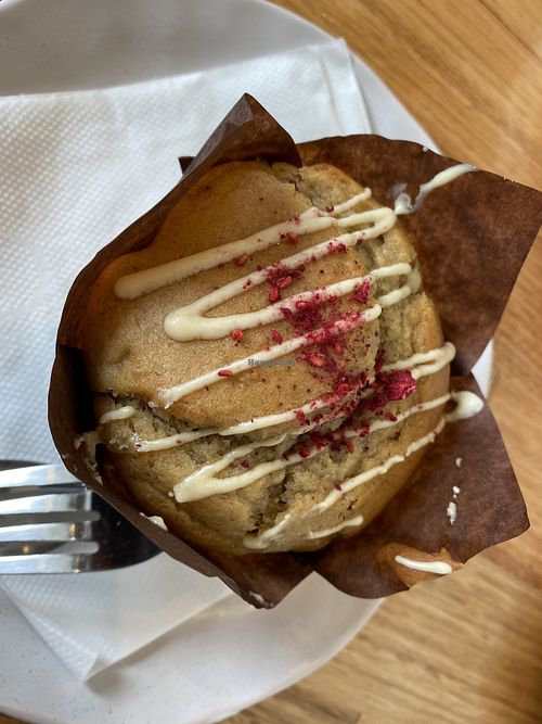 Raspberry muffin   at Soul Sisters Café in Camberwell
