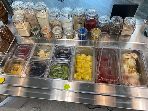 Freshly prepared fruit for our smoothies, juices, and bowls.  AND, we have superfoods! at Kwench Juice Cafe in Sedalia