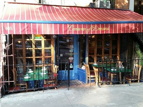outside at Caravan of Dreams in New York City