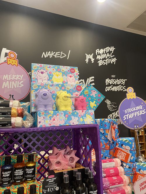 Cutie Vegan Friendly Gifts - Check Ingredients and Look for the V 🌱 label on items 💗  at LUSH in San Mateo