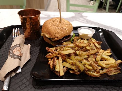 burger and air fries at Copper Branch in Annecy