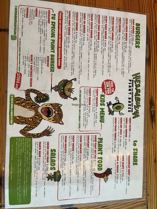 Main food menu  at Hierbabuena Vegan in Buenos Aires