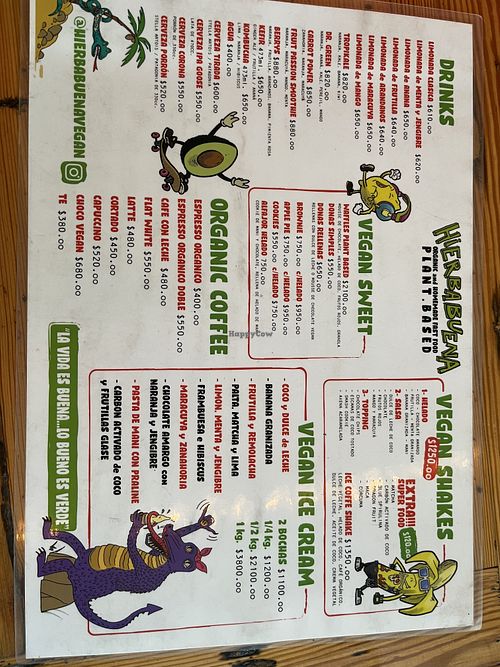 Other side of menu  at Hierbabuena Vegan in Buenos Aires