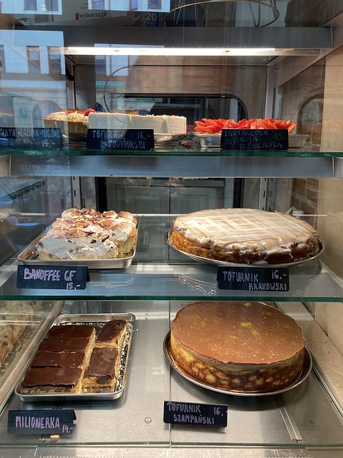 Cakes and tartelettes  at Baja Wegańska Cukiernia in Warsaw